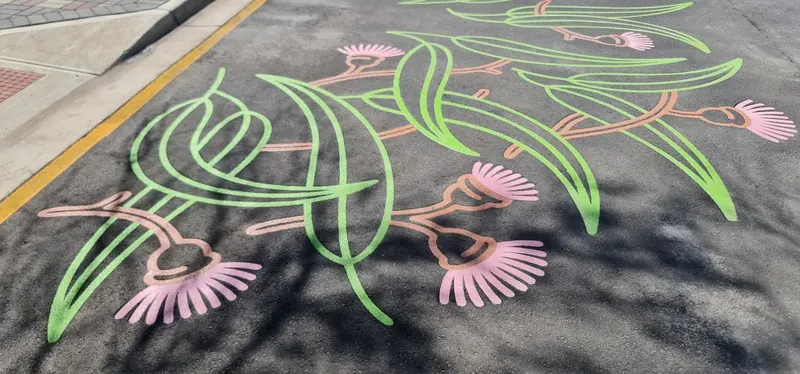 Native gum blossom DuraTherm pattern in pink and green