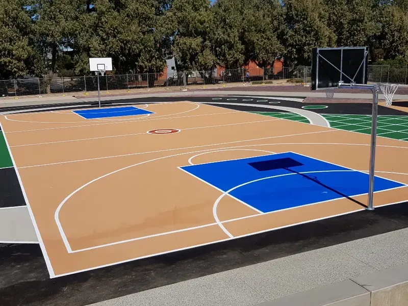 Half courts surfaced in tan and blue StreetBond