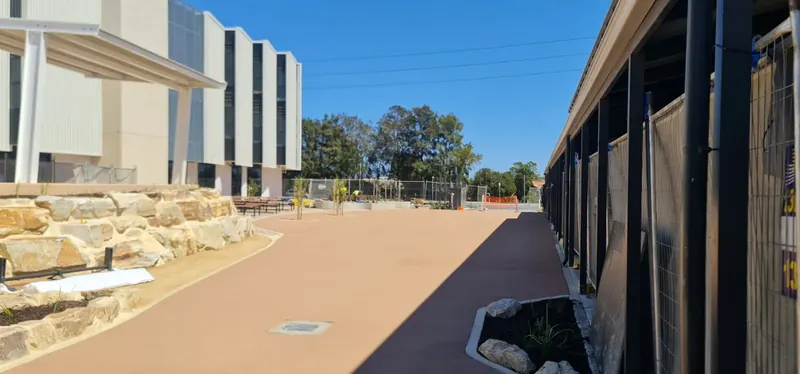 Terracotta StreetBond path at a commercial campus