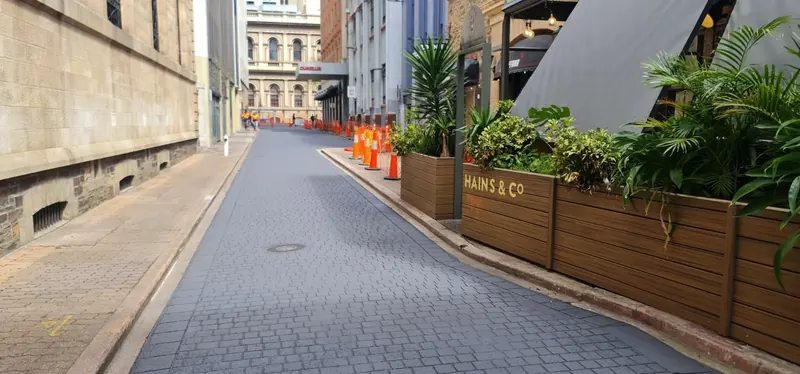 Cobblestone StreetPrint laneway outside bars in Adelaide CBD
